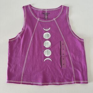 Mighty Fine Youth Tank Girls M Purple Moon Graphic Activewear Sleeveless New